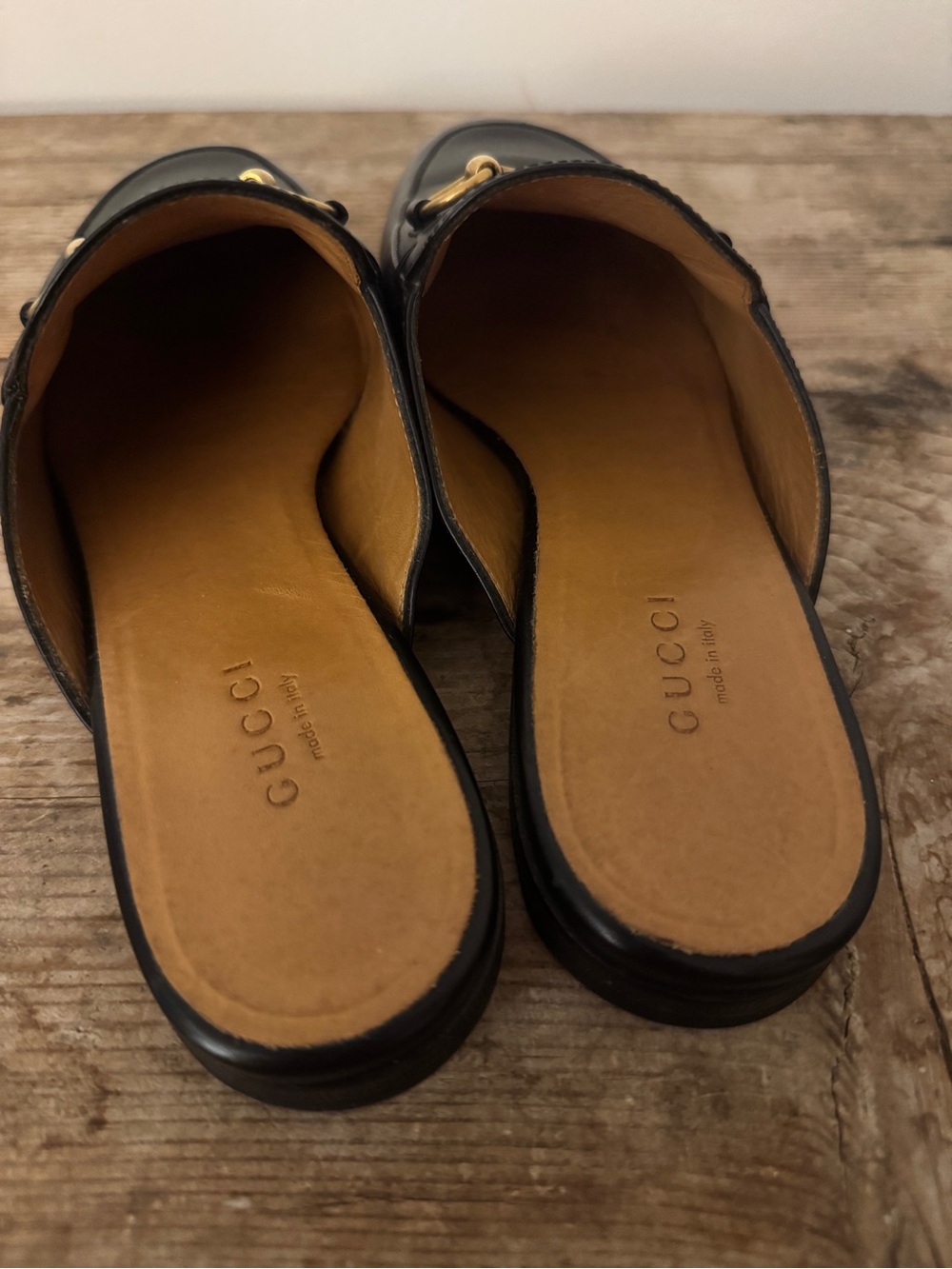 Gucci 37 Provincetown Black Leather Slide Loafer Mule Horsebit Shoes Flats - Picture 14 of 16